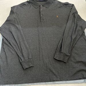 Ralph Lauren Polo Shirt Mens Gray Long Sleeve Sz 3XB